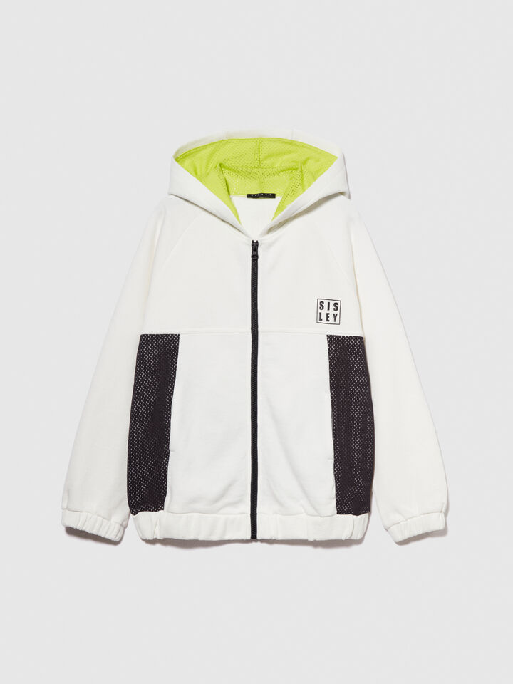 Sporty sweatshirt with logo - boys' knitwear - White | Sisley Young image number 1